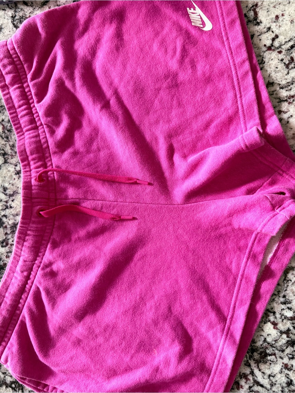 Nike Bright Pink Fleece Shorts with White Logo